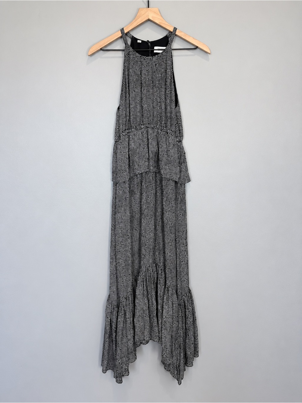 A.L.C. Rose Silk Polka Dot Ruffle Maxi Dress Size 6